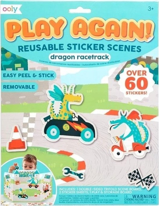Kolorowe Baloniki Naklejki wielorazowe Play Again - Wyścigi Smoków