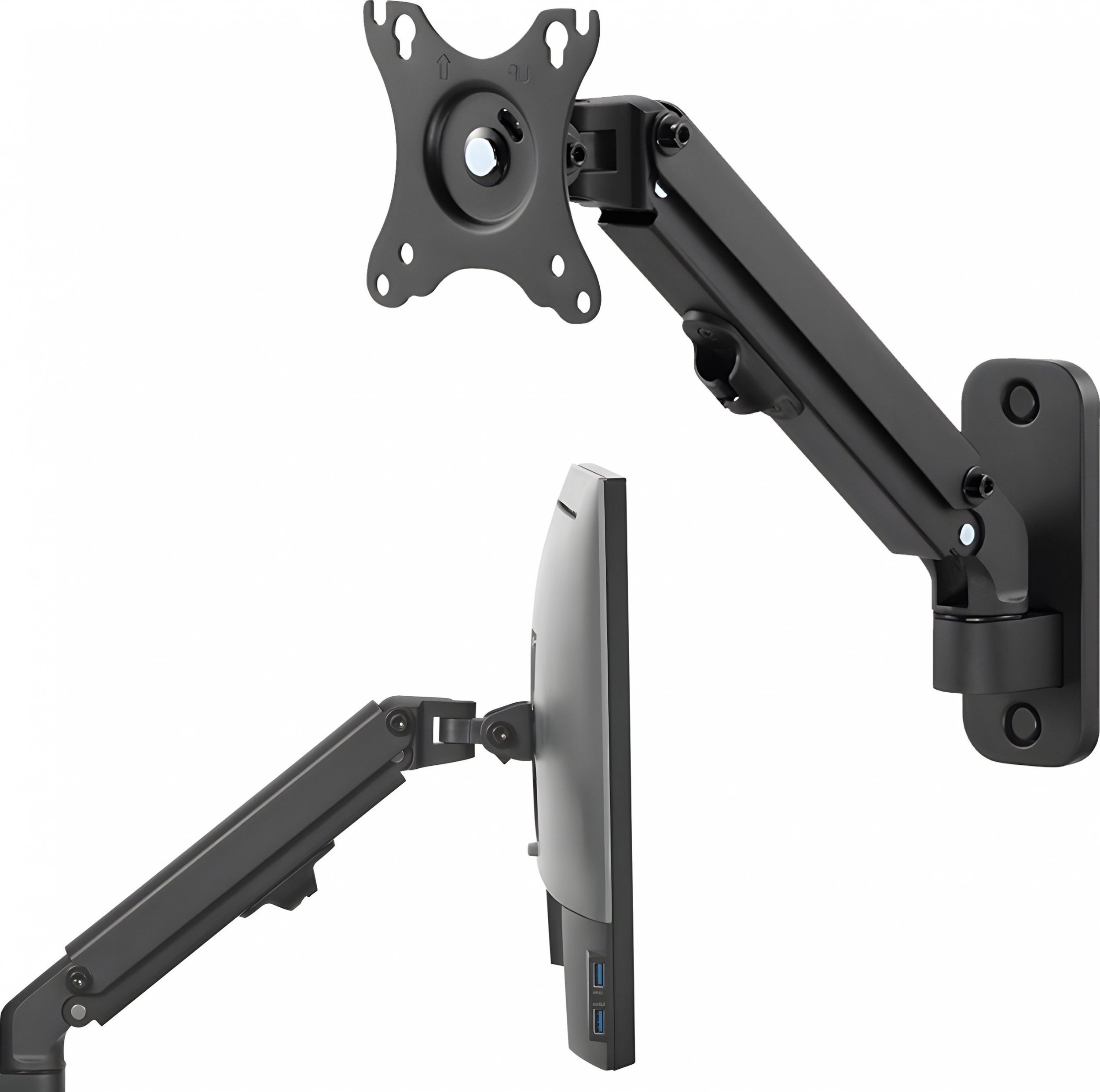 HDWR Uchwyt ścienny na monitor, pojedyncze ramię, czarny, HDWR SolidHand-AW01