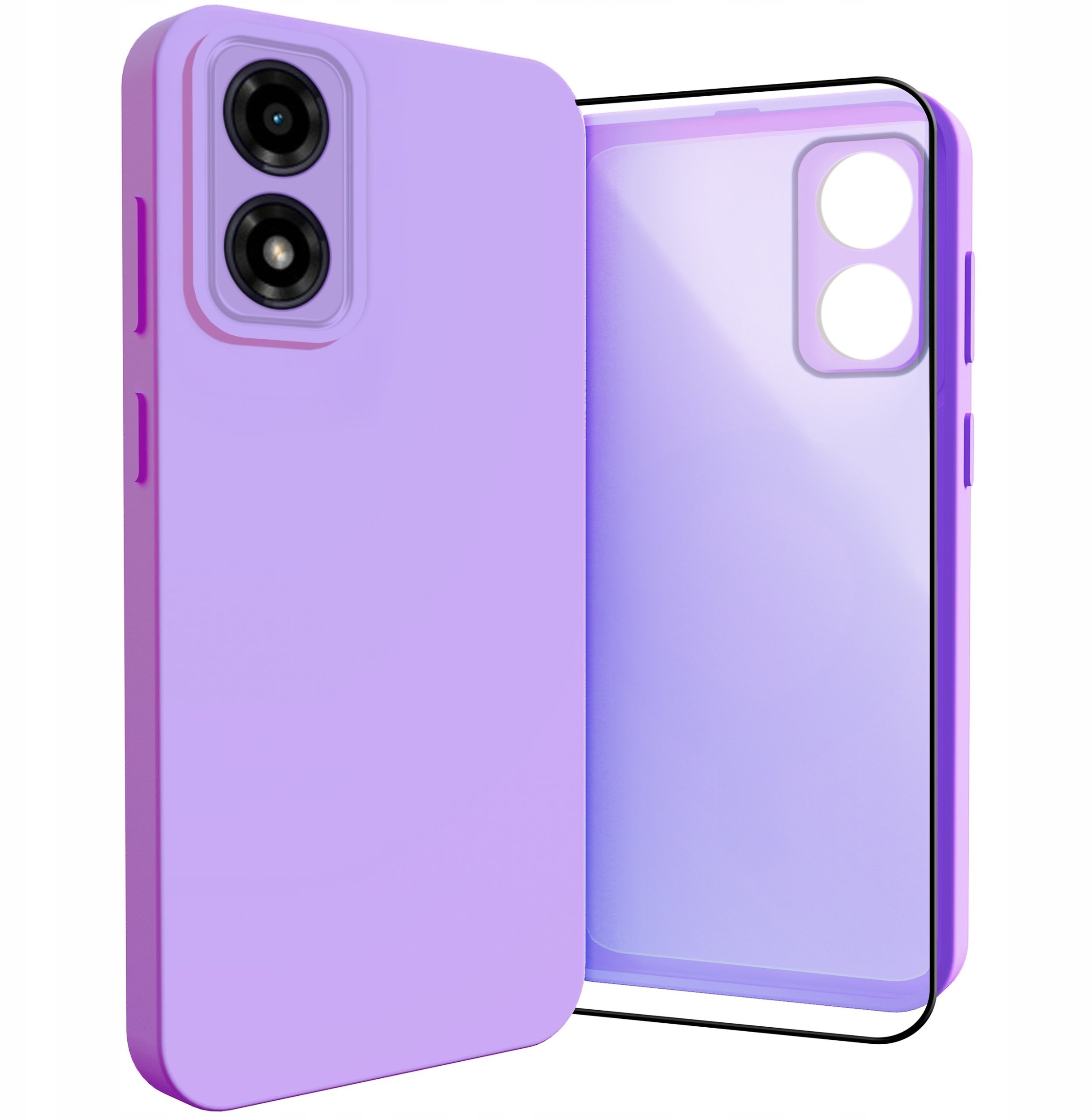 Etui do Motorola Moto G04 / G24 / E14 (Osłona Kamery, Fioletowe) Szkło 9H
