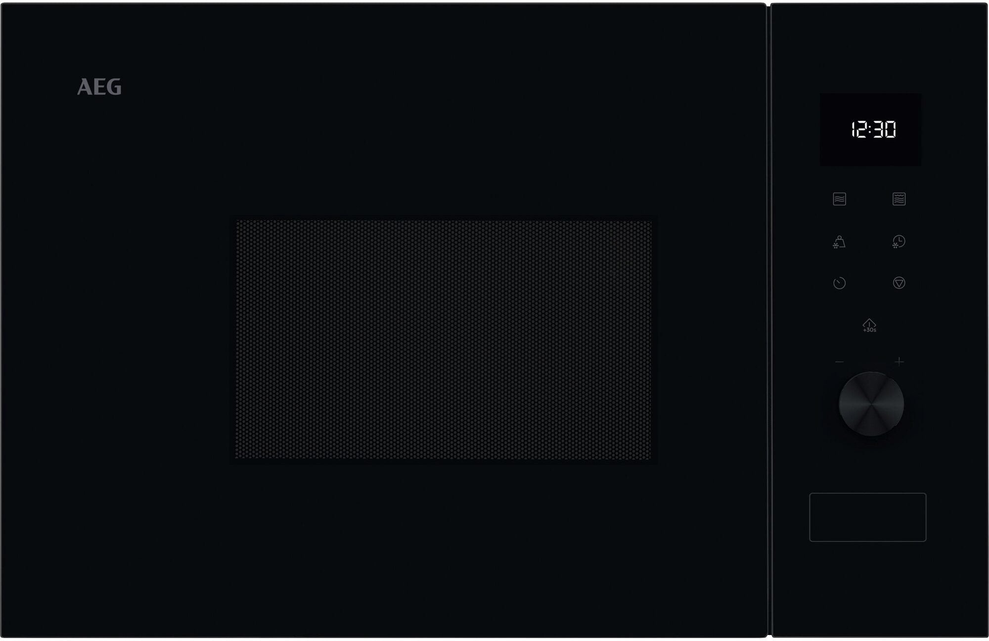 Juodos spalvos 38cm aukščio įmontuojama mikrobangų krosnelė AEG OS5MG20EB
