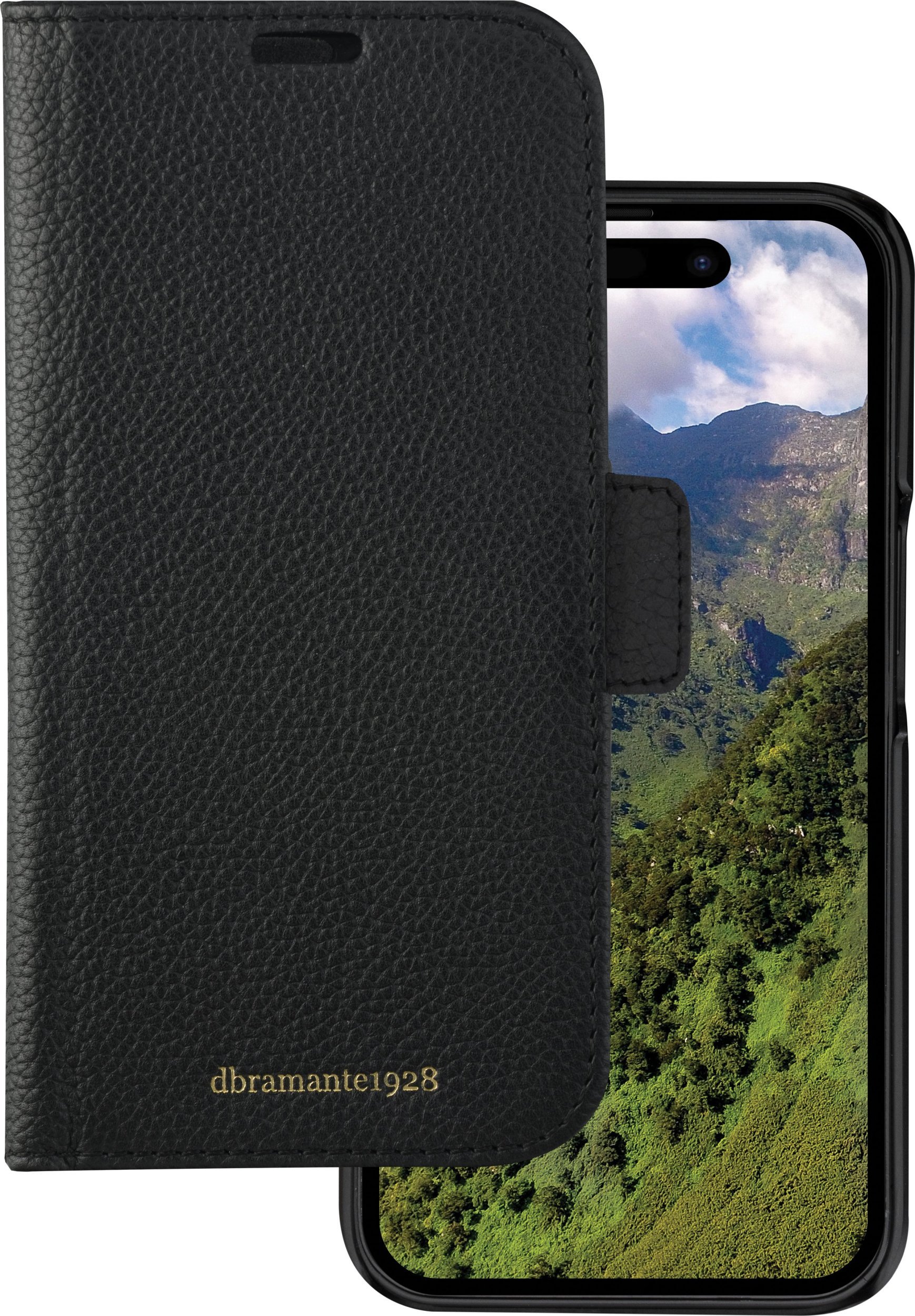 dbramante New York - 2-in-1 Leather Wallet for iPhone 15 Pro - Night Black