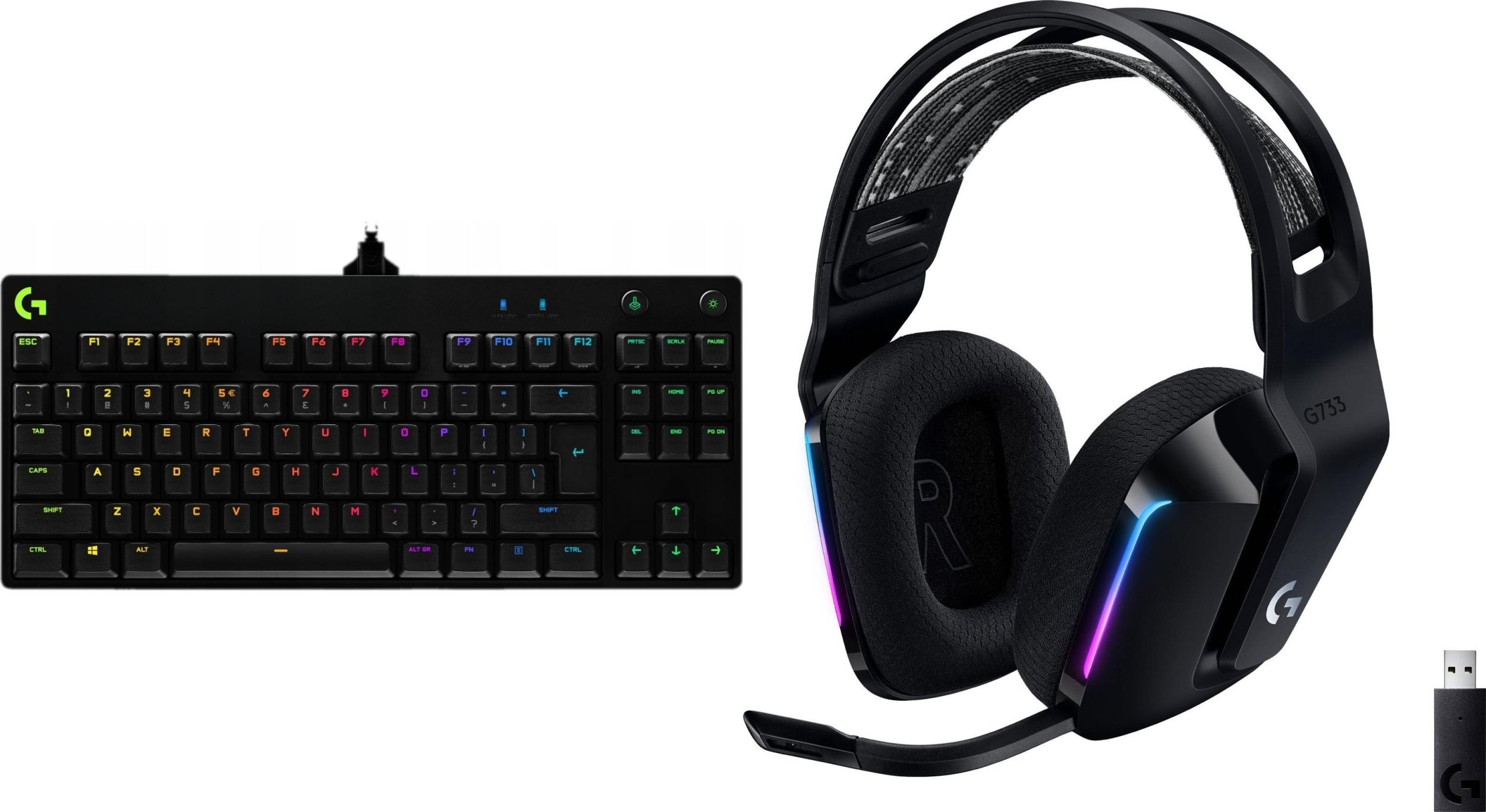 Klawiatura Logitech G PRO GX Blue (920-009392) + G733 Lightspeed Czarne (981-000864)