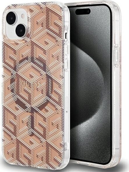 Guess Guess GUHMP15SHGCUSTGW iPhone 15 / 14 / 13 6.1" brązowy/brown hardcase IML GCube MagSafe