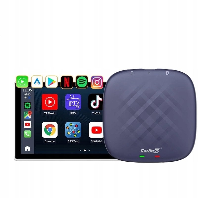 CARLINKIT Adapter bezprzewodowy AI Box z Androidem 13 - 8 GB + 128 GB do oryginalnych radioodbiorników samochodowych z CarPlay niebieski