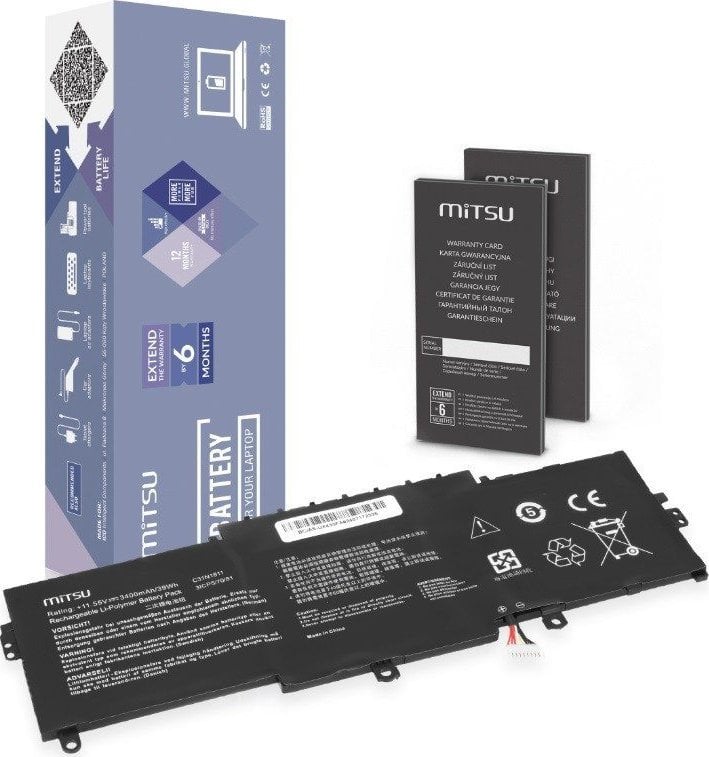 Mitsu Bateria C31N1811 do Asus ZenBook 14 UX433 UX433F UX433FA UX433FN UX433FL 3400 mAh (39 Wh) 11.55V