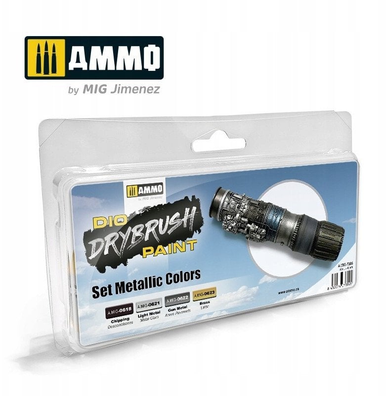 Vallejo Ammo: DIO Drybrush Paint - Set Metallic Colors