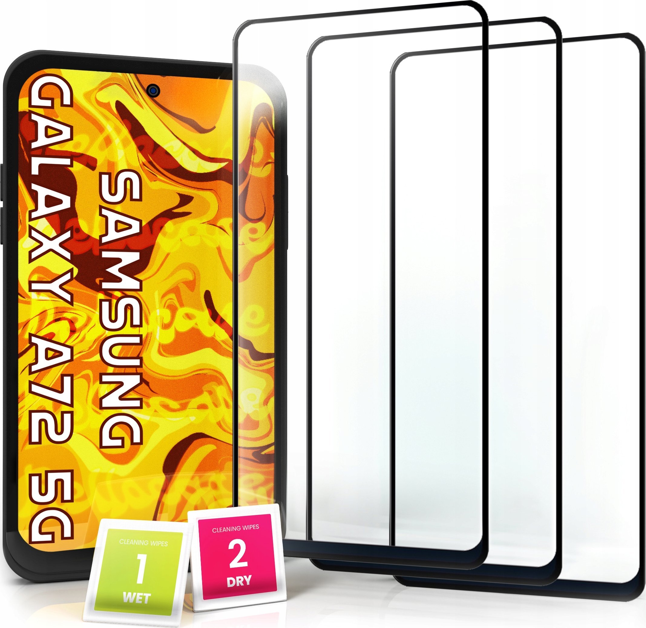 Hello Case 3-pak SZKŁO HARTOWANE DO Samsung Galaxy A72 5G na cały ekran 9H ochronne 5D