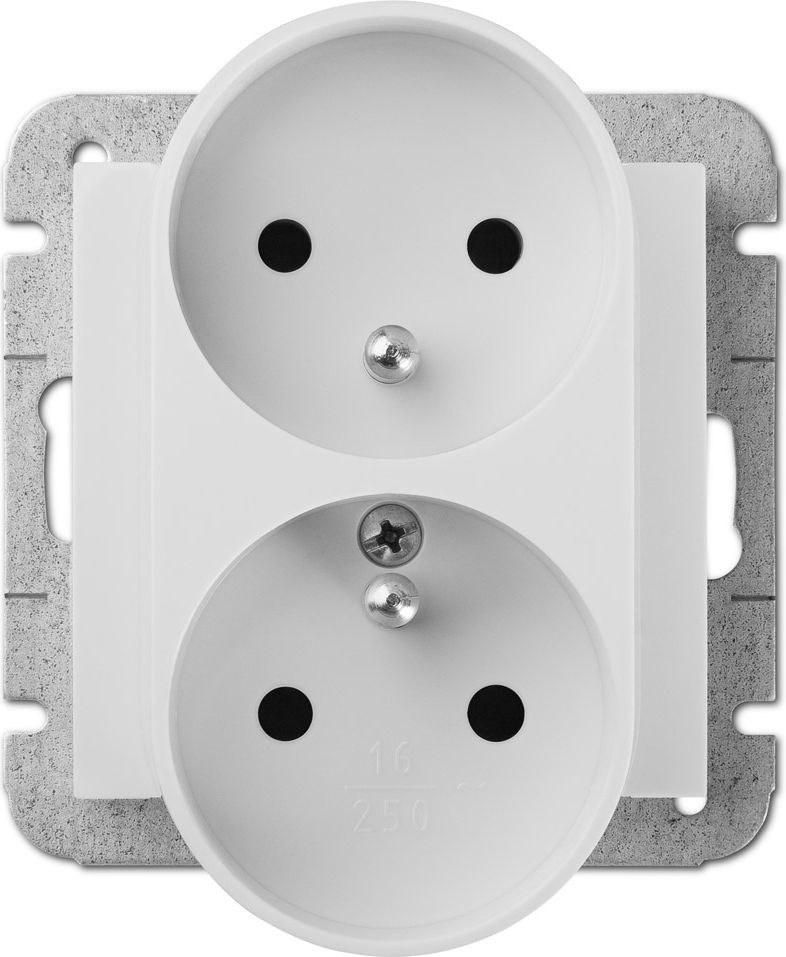 Elektro-Plast Gniazdo podwójne Sentia z uziemieniem biały (1443-10)