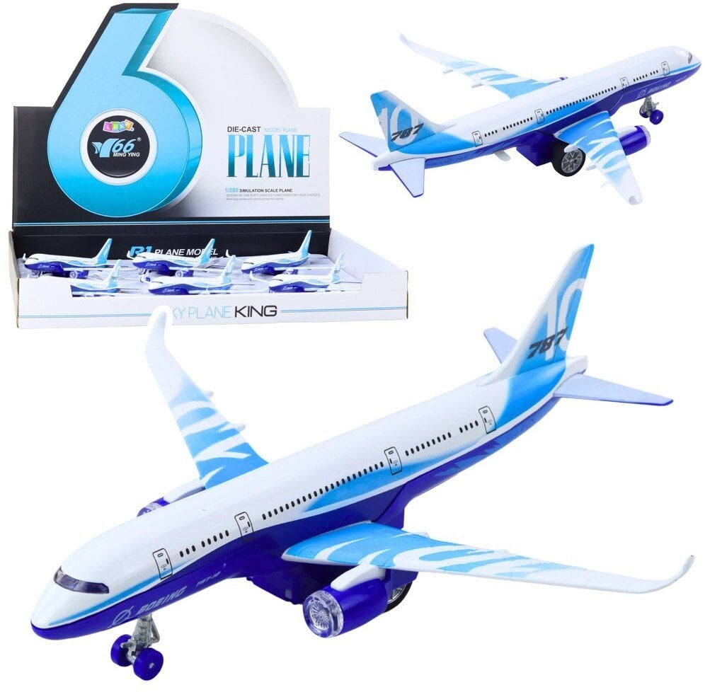 Samolot Pasażerski Z Napędem Pull Back Metalowy Światła Dźwięki 23 cm