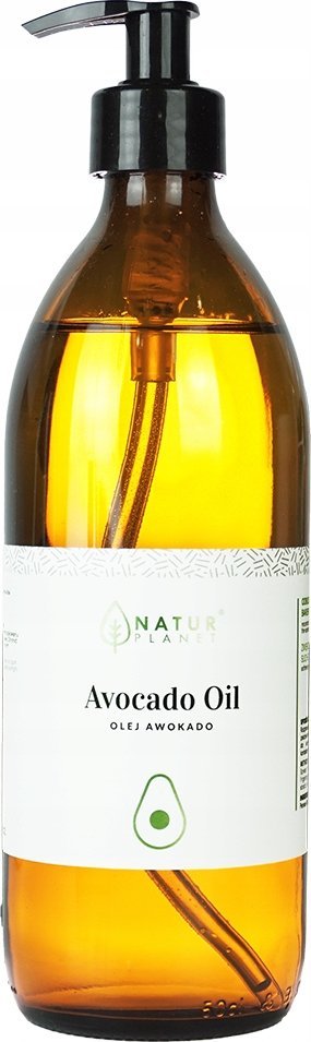 Natur Planet Avocado Oil Olej Avokado rafinowany w szklanej butelce z pompką 500ml