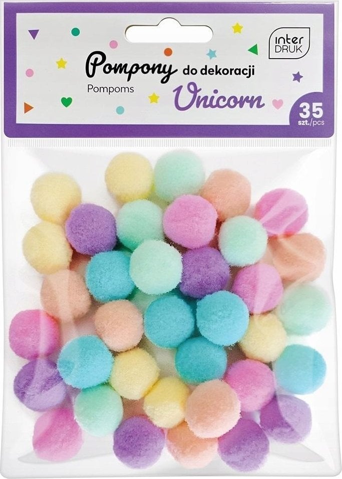 Pompony do dekoracji 35 sztuk Unicorn