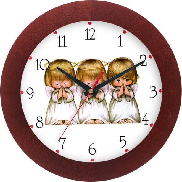 Atrix Drewniany zegar ścienny z aniołkami Atrix ATW300A1 MAH SW 30 cm