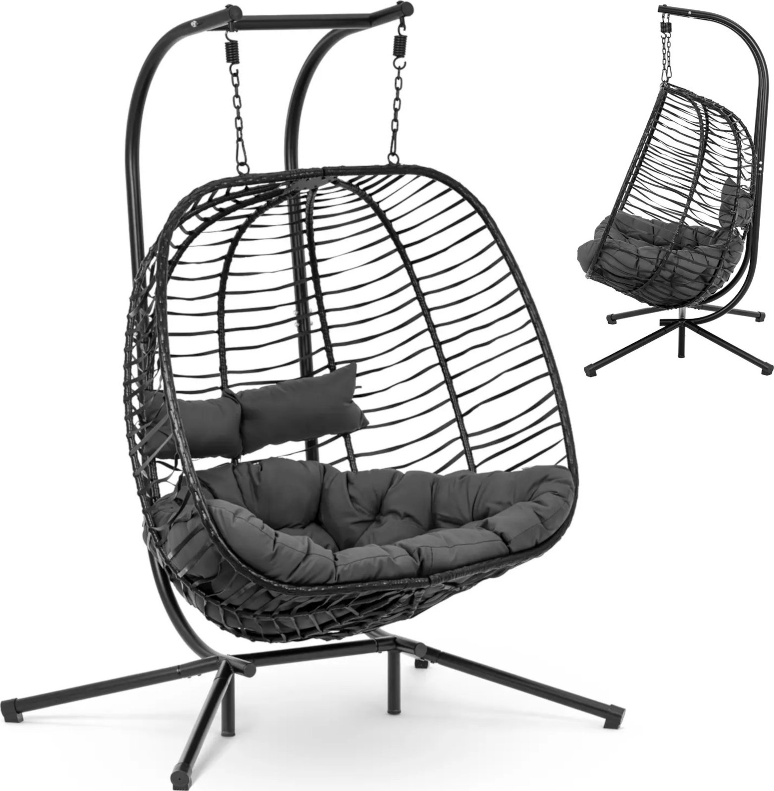 Uniprodo Fotel kosz wiszący ogrodowy huśtawka dwuosobowa do 200 kg Fotel kosz wiszący ogrodowy huśtawka dwuosobowa do 200 kg