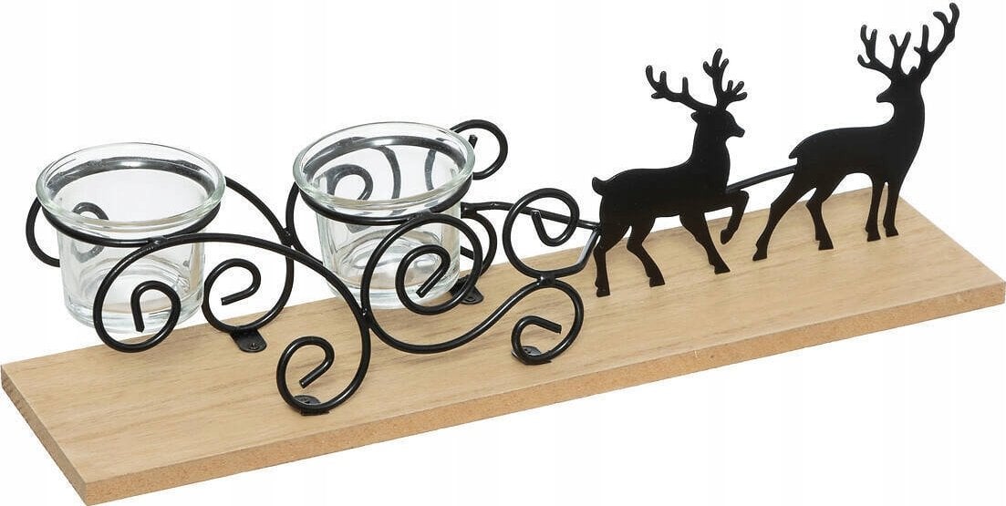 Atmosphera Metalowy świecznik na tealight, renifery, 45 cm