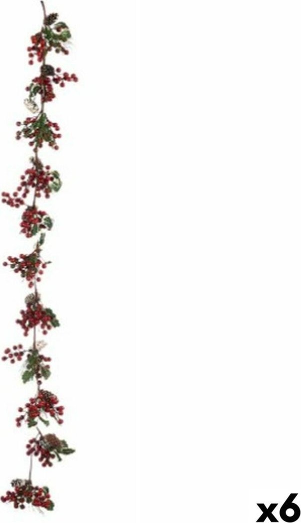 Dekoracja świąteczna Krist+ Girlanda Bożonarodzeniowa Gałąź Czerwone jagody Kolor Zielony Plastikowy 15 x 7,5 x 156 cm (6 Sztuk)
