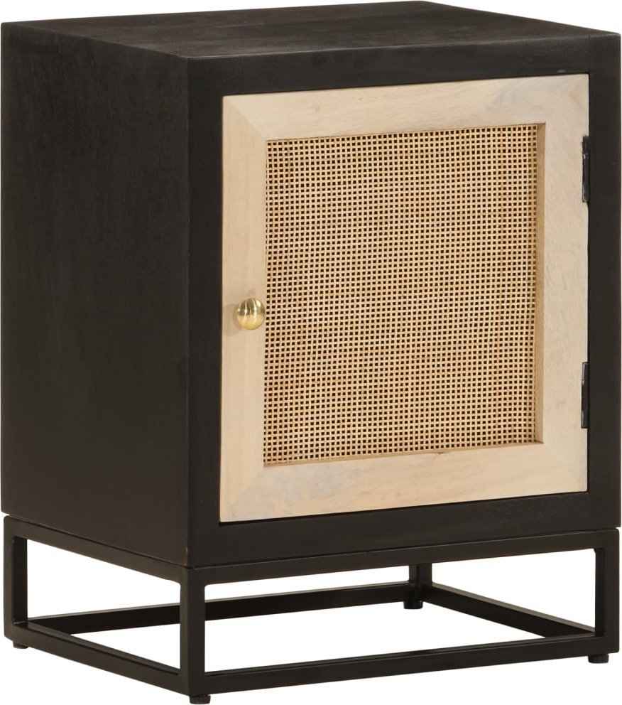 vidaXL Szafka nocna, czarna, 40x30x50 cm, lite drewno mango i żelazo