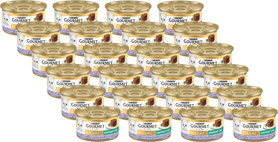 Purina Purina Gourmet Gold Savoury Cake z jagnięciną i zieloną fasolką 24x85g