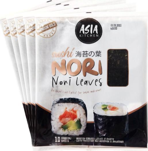 Asia Kitchen Algi Sushi Nori Premium Gold 5 x 10 szt - Asia Kitchen