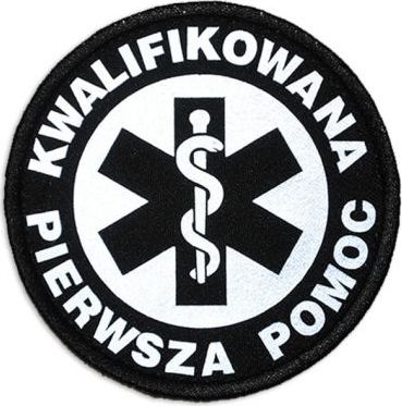 Polska Firma Emblemat odblaskowy KWALIFIKOWANA PIERWSZA POMOC na rzepie 8,5 cm