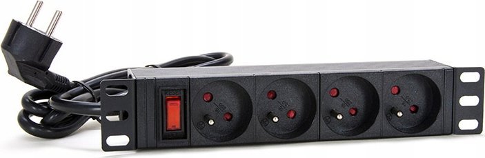 Alantec Listwa zasilająca 10" 230V - 4 gniazda (typu E - CEE 7/5), z wyłącznikiem LED, kabel 1,8m CEE 7/7 (PZ04)