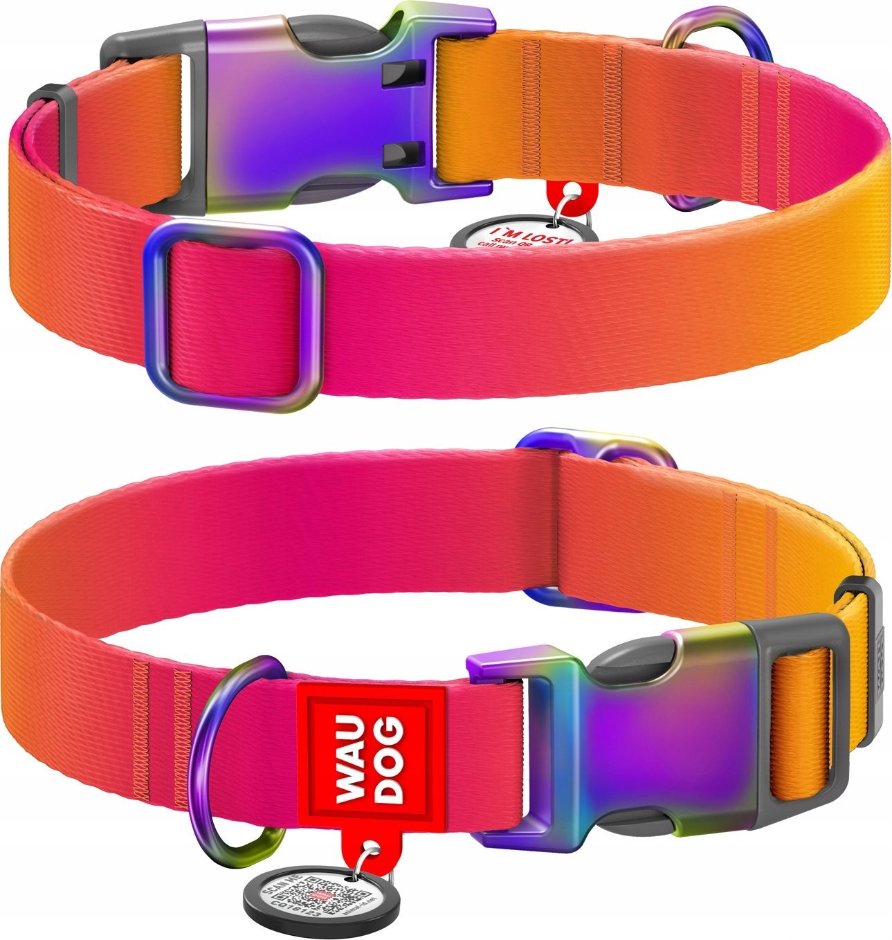 Collar WAU DOG OBROŻA RECYCLED GRADIENT L 2,5/33-49cm NYLON POMARAŃCZOWA