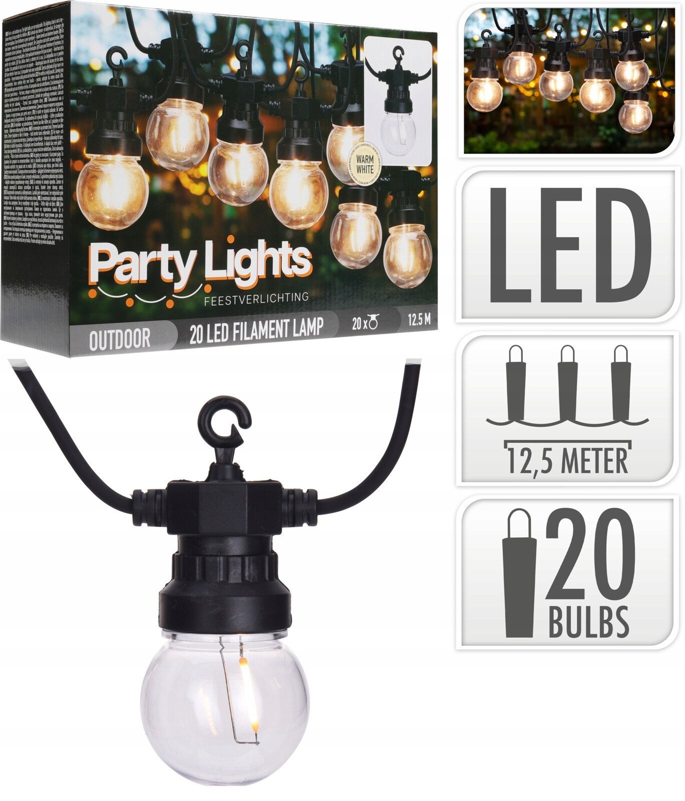 GIRLANDA OGRODOWA PARTY LIGHT 20LED