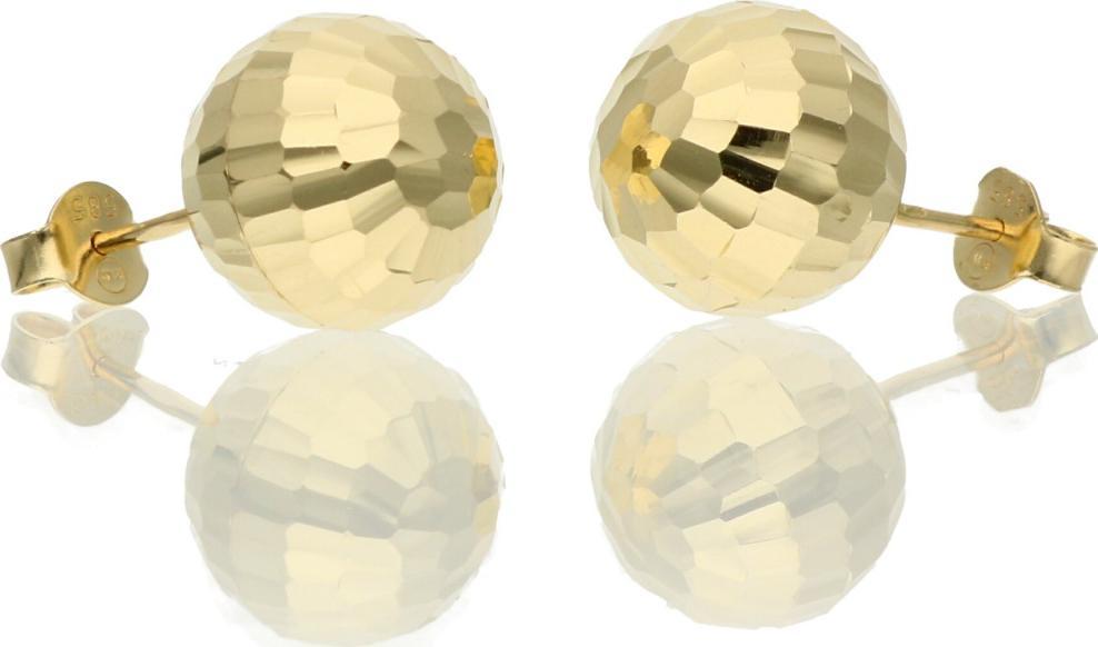 Rosanto Piękne złote kolczyki diamentowane kulki na sztyft 585 14k