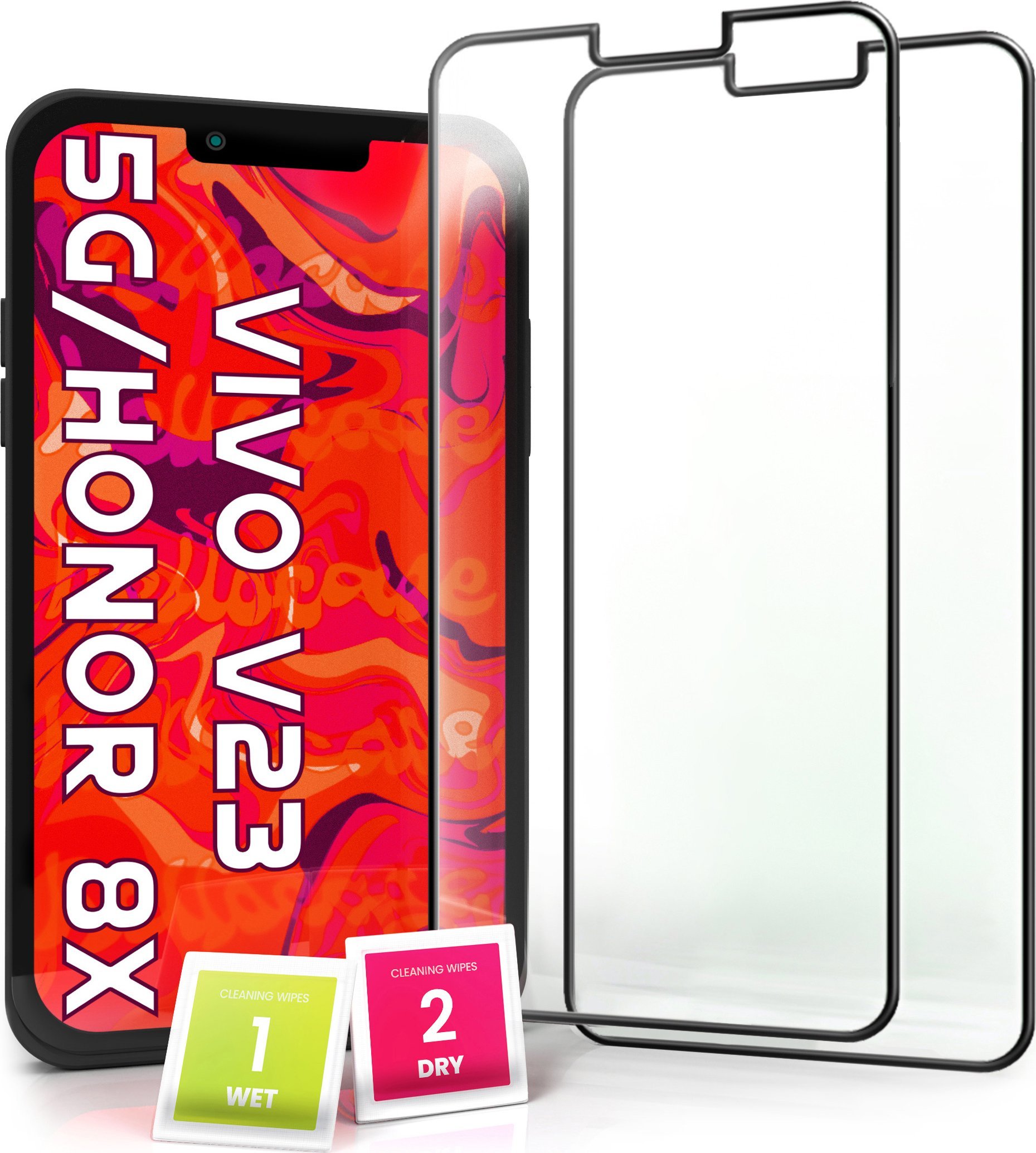 Hello Case 2-pak Szkło Hartowane do Vivo V23 5G / Honor 8X Ochronne Na cały ekran 5D