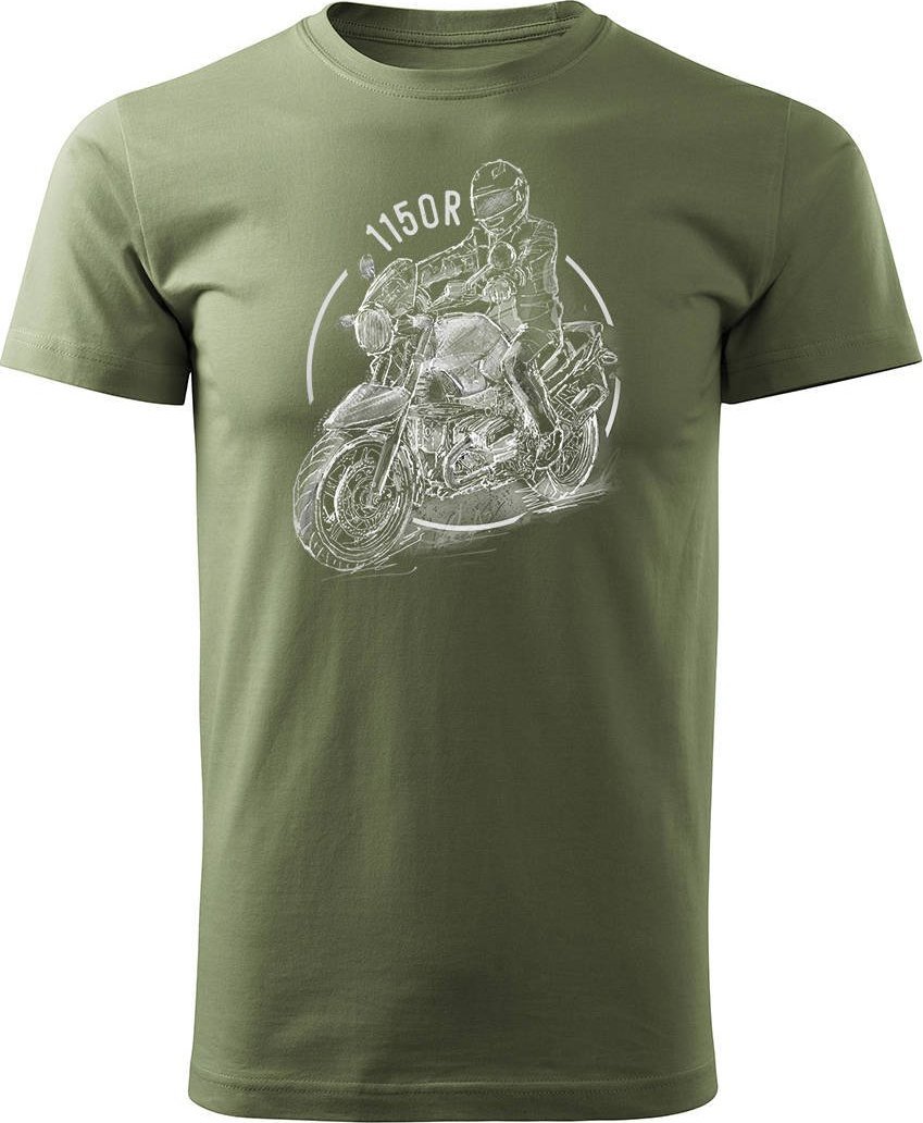 Topslang Koszulka motocyklowa z motocyklem na motor BMW R 1150 R męska khaki REGULAR M