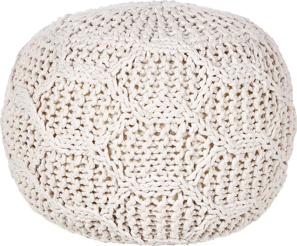 Beliani Puf makrama 50 x 35 cm beżowy TRIMAN