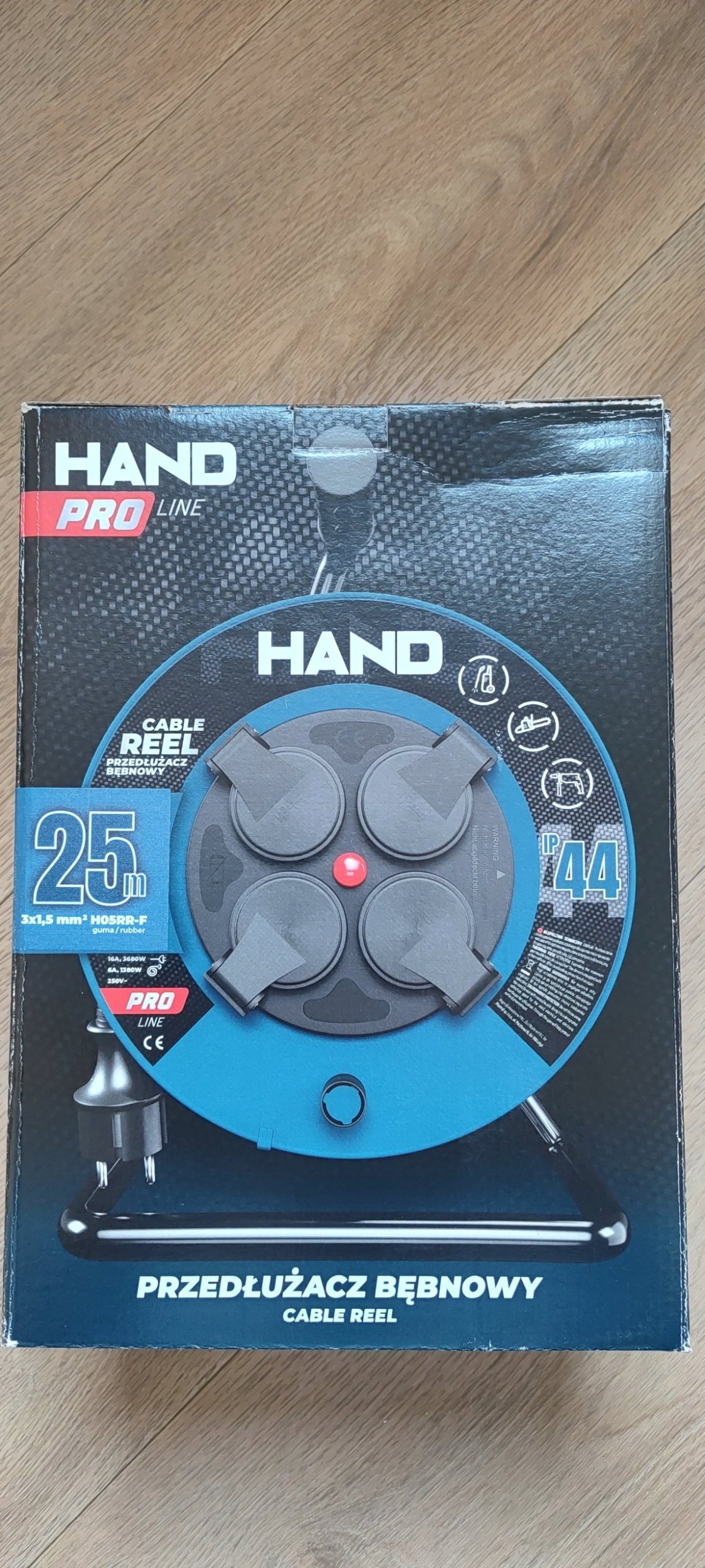 Plastrol HAND PRZEDŁUŻACZ BĘBEN 25m 3x1,5mm 16A / 3680W / IP44