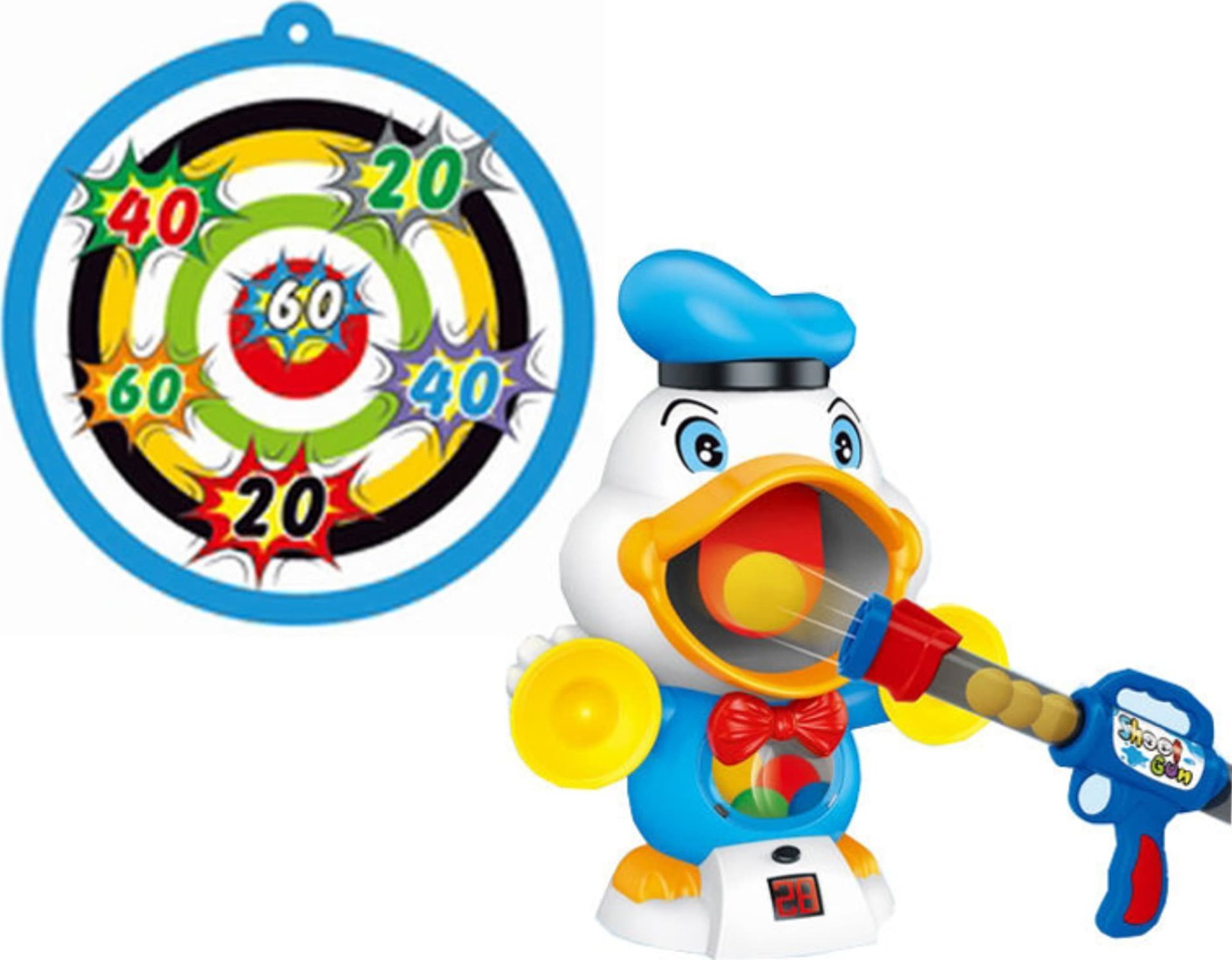 ProNice Strzelanie Do Celu Kaczka Strzelnicza Traf W Kaczkę Zestaw Pistolet Piłki