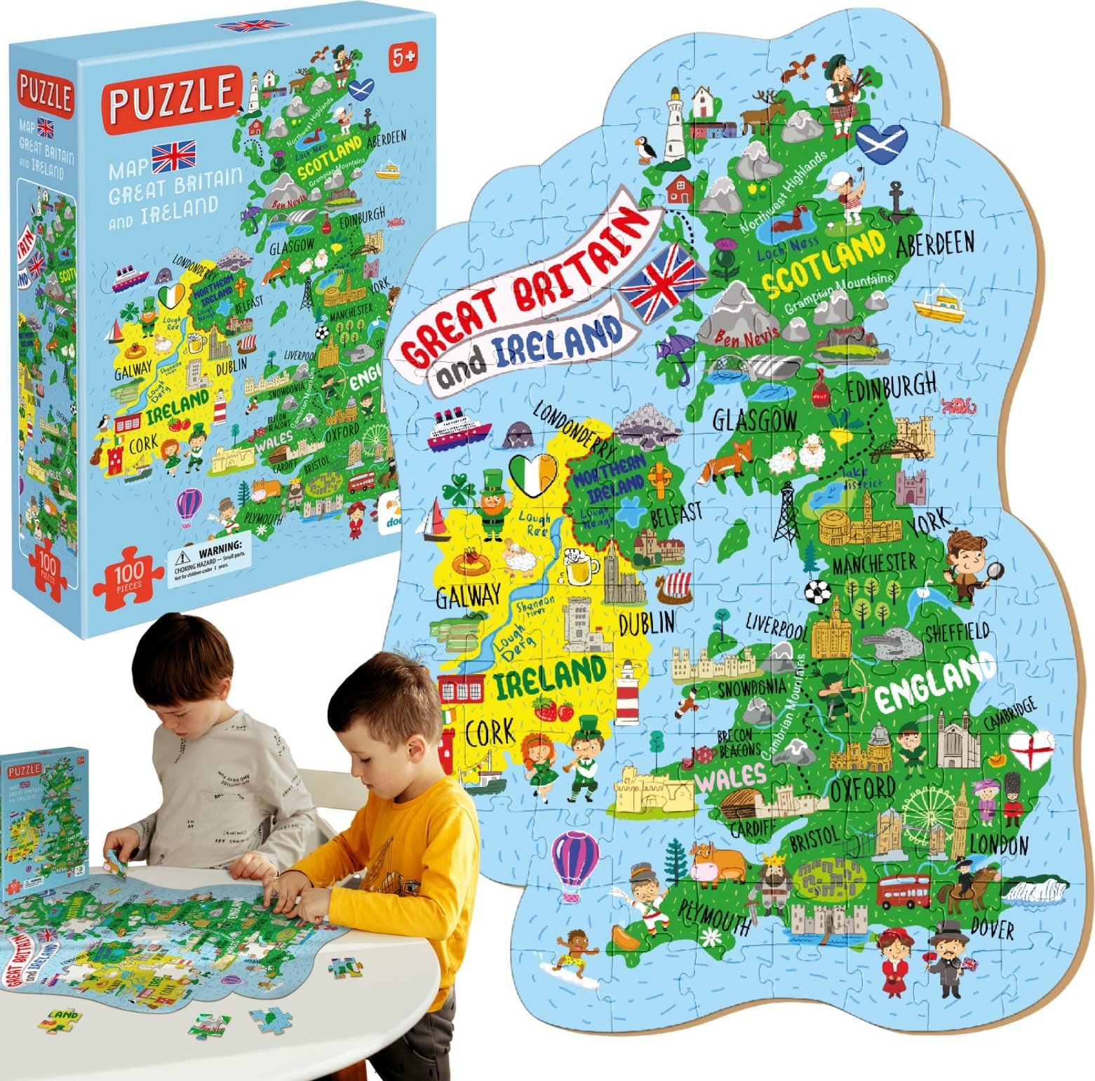 Dodo Puzzle "Mapa Wielkiej Brytanii i Irlandii" 100 Elementów Układanka Zestaw