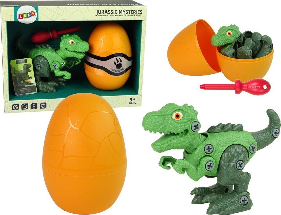 LeanToys Zestaw Dinozaur Tyranozaur Rex z Jajkiem DIY Śrubokręt Zielony