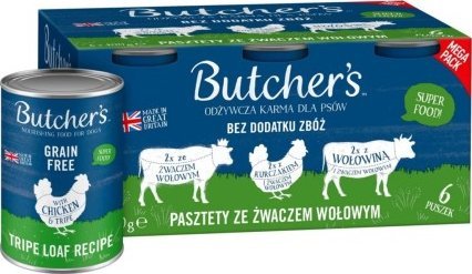 Butcher’s Butcher's Original Tripe megapack mix smaków ze żwaczem pasztet karma dla psa 6 x 400g