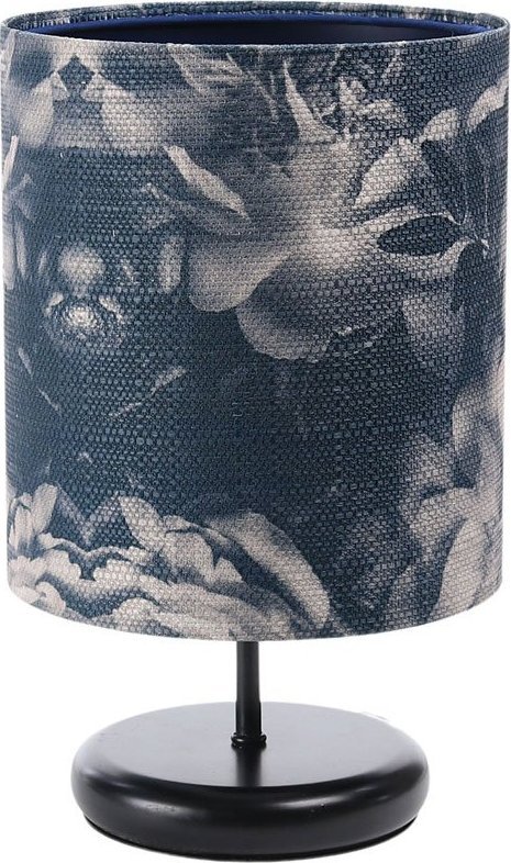 Lampa stołowa Lumes Czarno-granatowa lampka nocna w kwiaty - S395-Damis