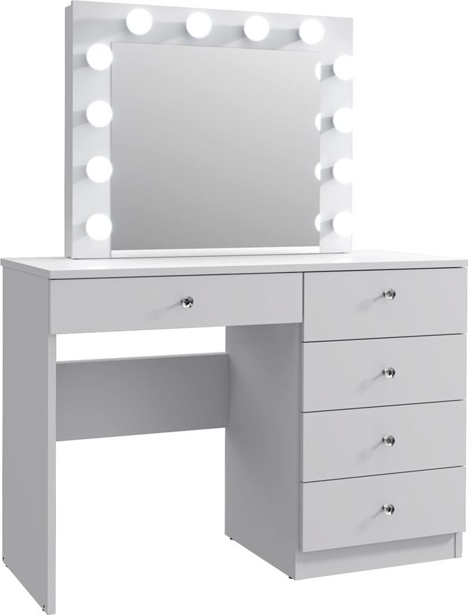 Meblowa 1 Toaletka PATRICIA 3 MEGA biały mat z lustrem w stylu glamour MEBLOWA 1