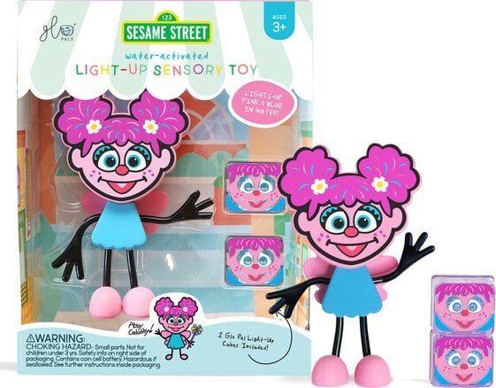 Glo Pals Glo Pals, Postać do kąpieli Abby - zestaw z dwiema kostkami sensorycznymi świecącymi w wodzie