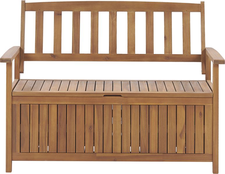 Beliani Ławka ogrodowa 120 cm drewniana z pojemnikiem SOVANA