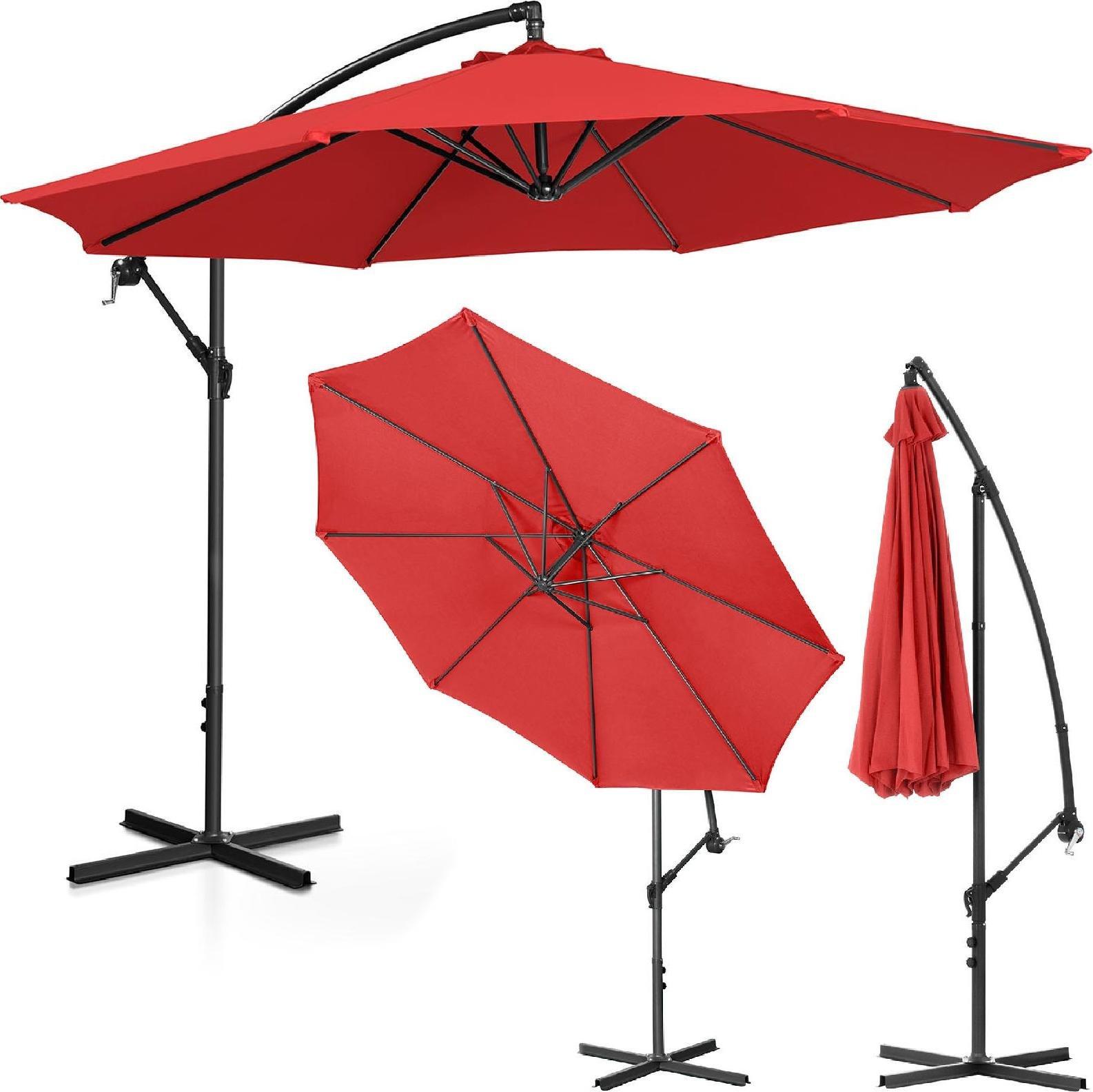 Uniprodo Parasol ogrodowy na wysięgniku okrągły uchylny śr. 300 cm czerwony Parasol ogrodowy na wysięgniku okrągły uchylny śr. 300 cm czerwony