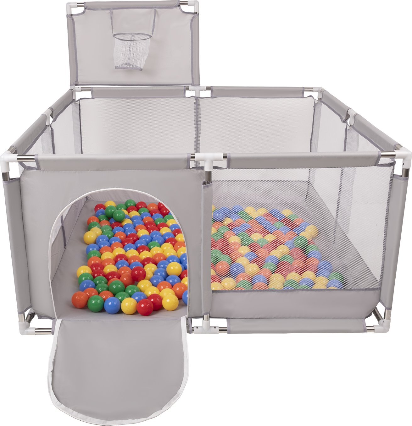 Selonis Selonis Boisko KK-100X z piłeczkami 6cm szary: żółty-zielony-niebieski-czerwony-pomarańcz 125x125x105/100piłek Zabawka kojec