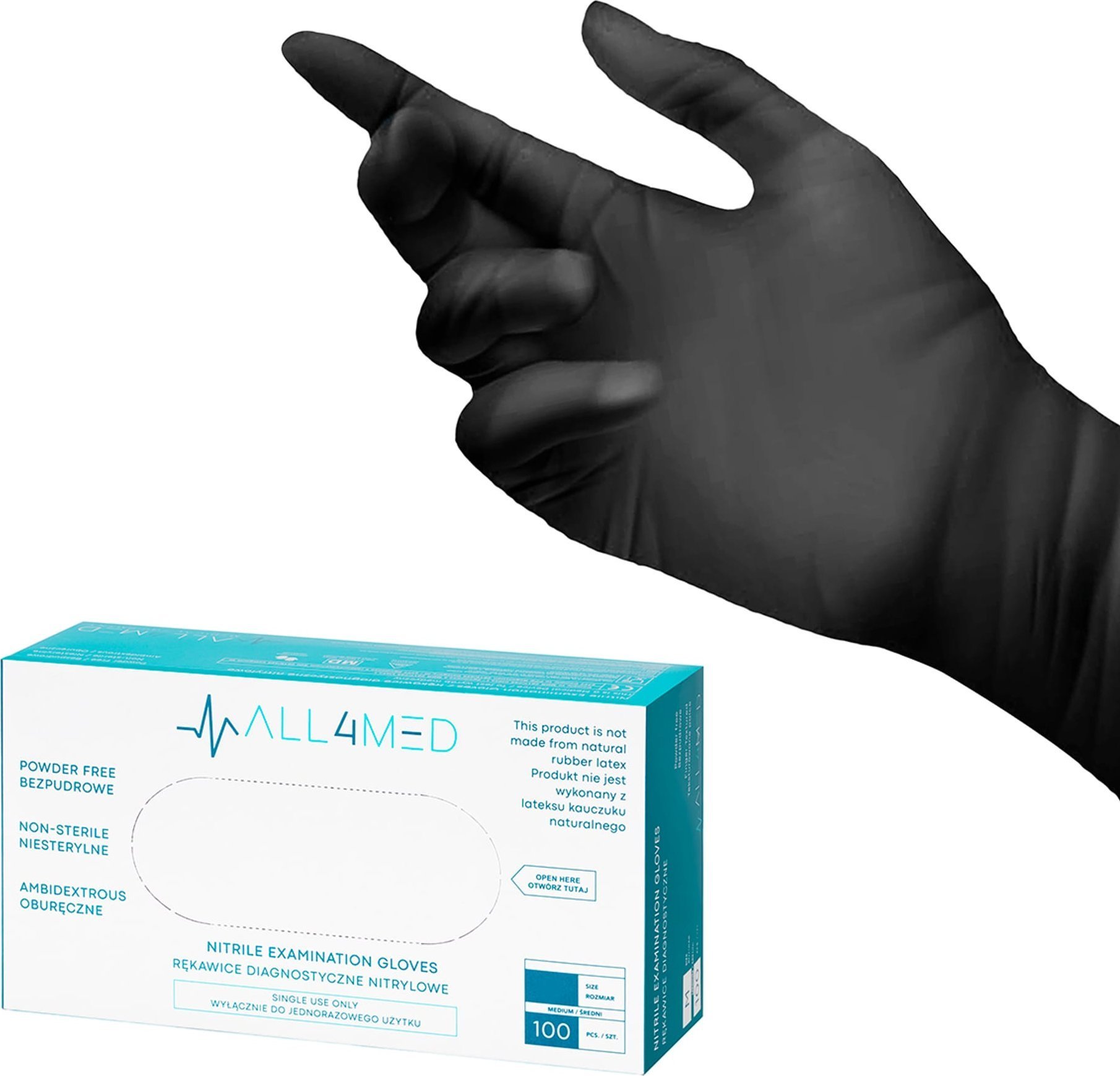 Activeshop All4med jednorazowe rękawice diagnostyczne nitrylowe czarne S