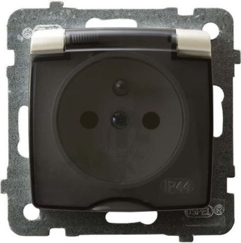 Ospel Gniazdo Karo bryzgoszczelne z uziemieniem wieczko dymne ecru perłowy (GPH-1SZ/m/42/d)