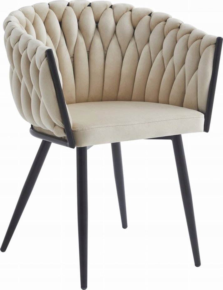 Leobert Krzesło ORION - aksamit beż / nogi czarne x 2