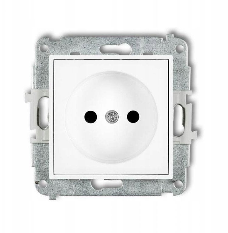 MINI Mechanizm gniazda pojedynczego bez uziemienia 2P (przesłony torów prądowych) biały mat 25MGP-1p