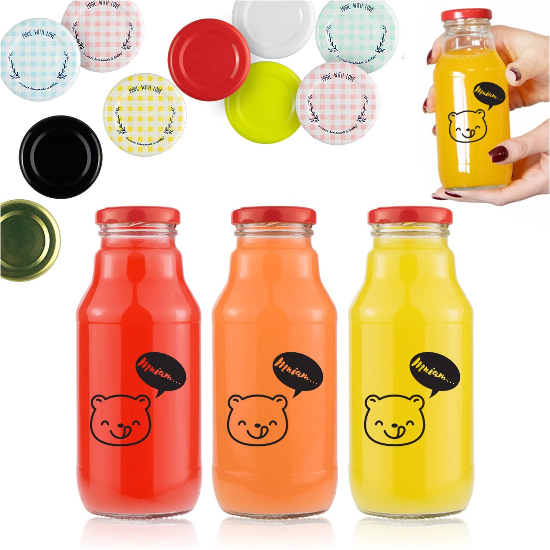 5x Butelka KUBUŚ 330ml z NADRUKIEM BUTELKI NA SOK SOKI SYROP MLEKO BUTELKI