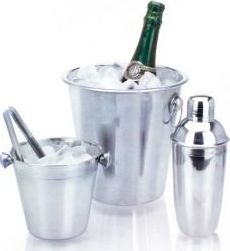 Zestaw barowy 2 x wiaderko do lodu, shaker, szczypce