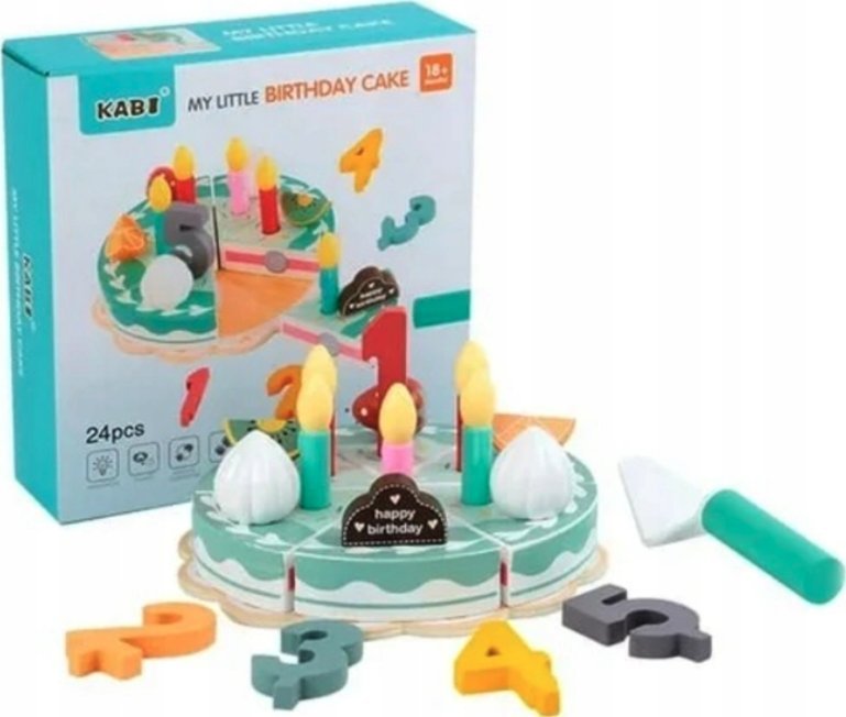 Drewniany tort urodzinowy zestaw Montessori zabawka edukacyjna dla dzieci