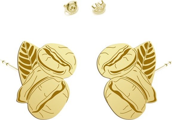 Radziszewska Jewellery Kolczyki z Ziarenkami Kawy srebro pozłacane