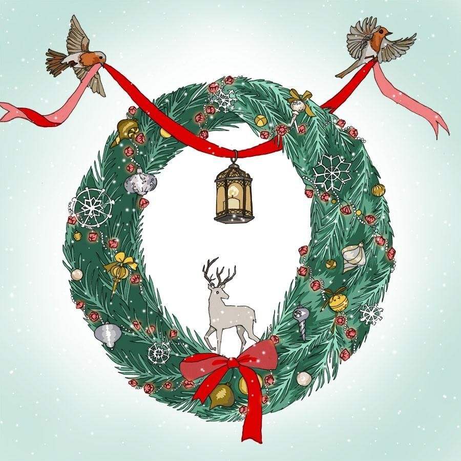 Clear Creation Karnet Swarovski - kwadrat. Święta Wieniec